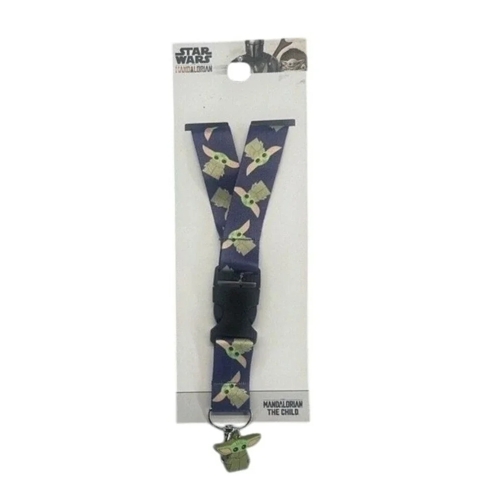 NEW Star Wars Disney Mandalorian Key Chain with Grogu‎ Detachable Clip Lanyard!